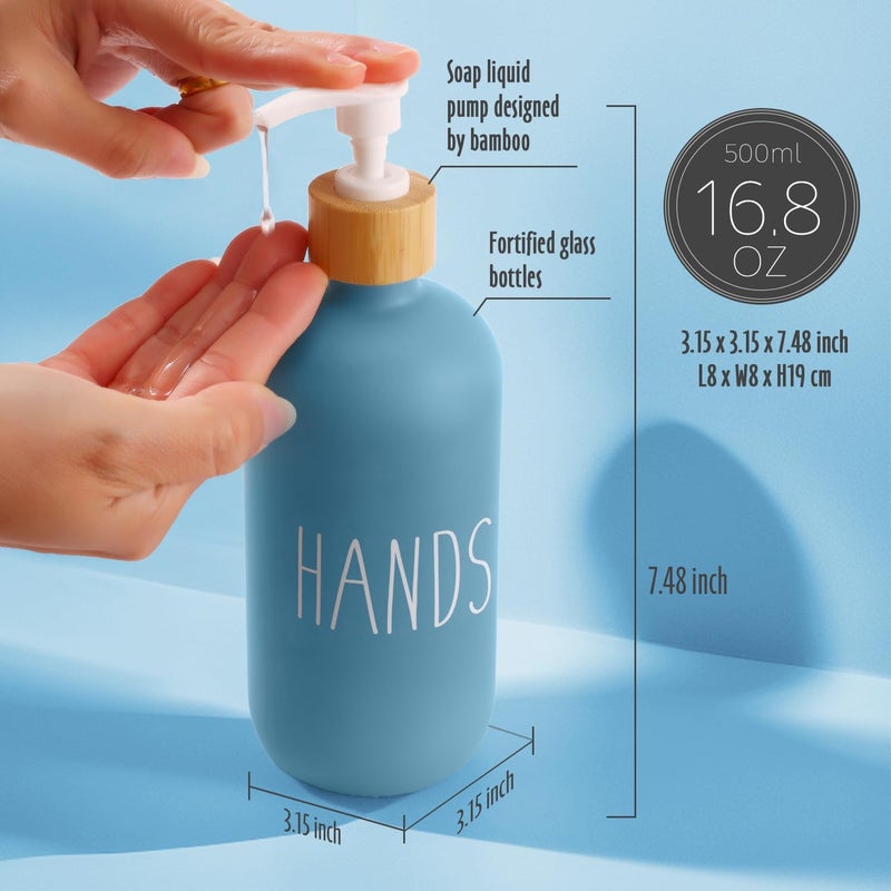 Loochica Blue Glass Kitchen Soap Dispenser, Detergent Dispenser or Hands Soap Dispenser for Kitchen Sink, Blue Soap Dispenser, Modern Blue Decor Soap Pump for Kitchen Organization - Image 3